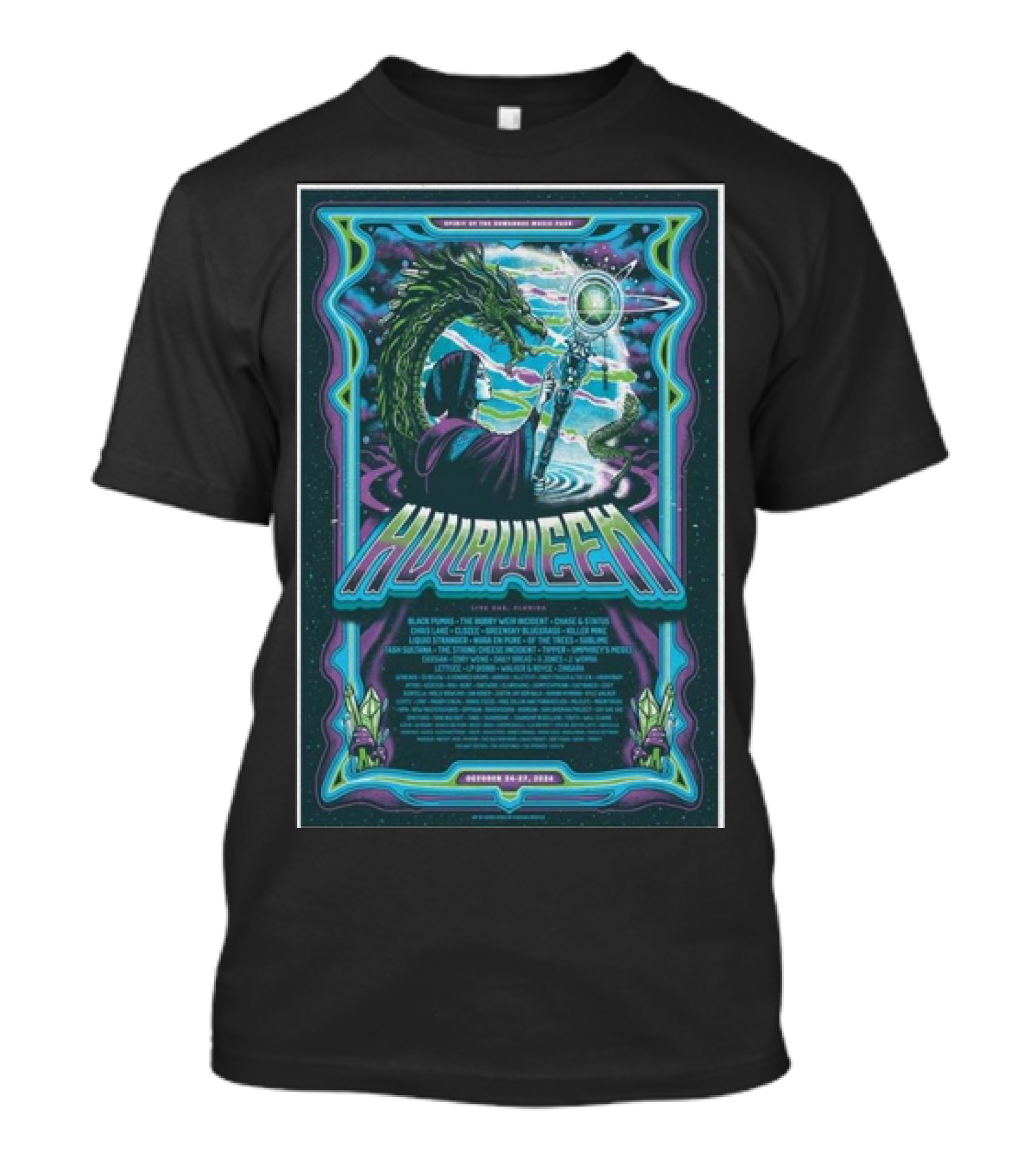 Hulaween Suwannee Music Park October 24-27 2024 Featuring Dragon Wizard T-Shirt