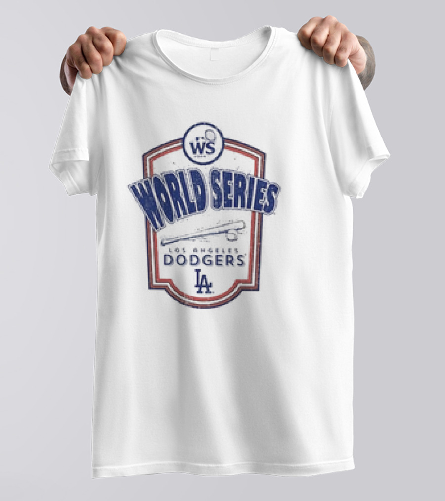 Los Angeles Dodgers WS World Series LA Logo 2024 Raglan Majestic Threads Softhand T-Shirt