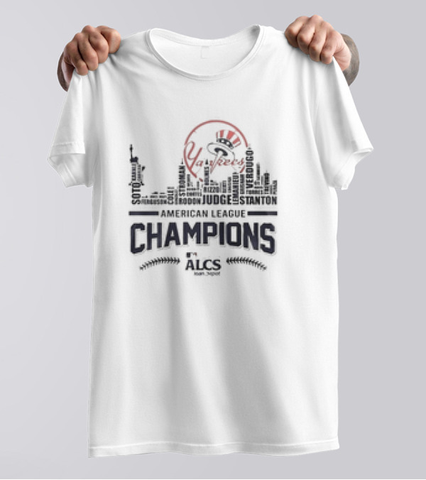 Yankees Skyline ALCS Champions 2024 Names American League T-Shirt