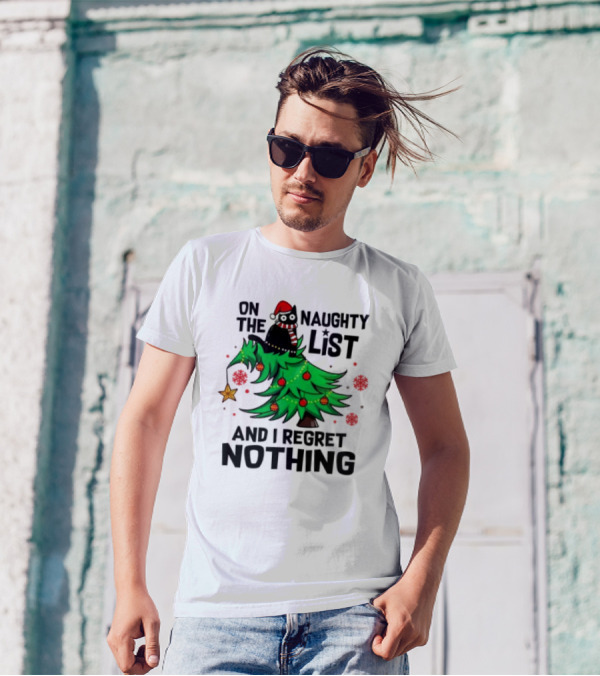 On The Naughty List Christmas Cat I Regret Nothing T-Shirt