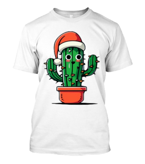 Christmas Santa Hat Cactus Festive T-Shirt