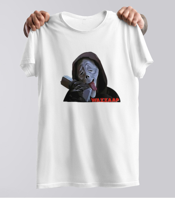 Scary Movie Scream Mask Wazzaap Phone Call T-Shirt