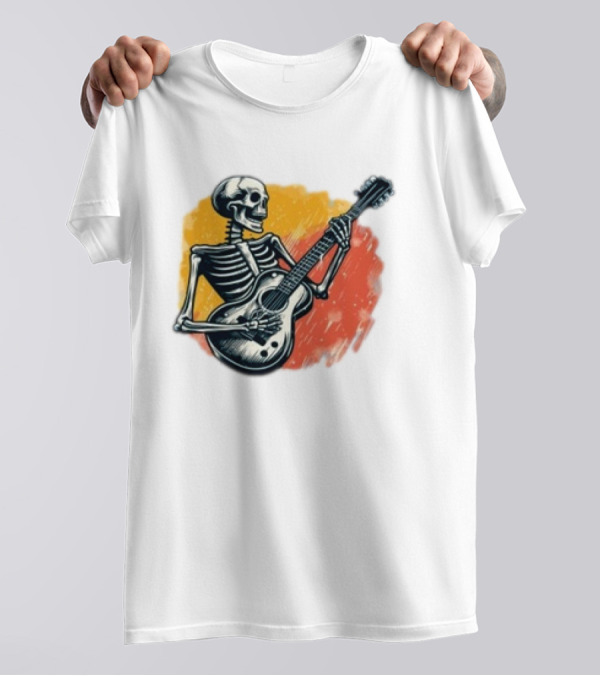 Skeleton Playing Guitar Rock Band T-Shirt