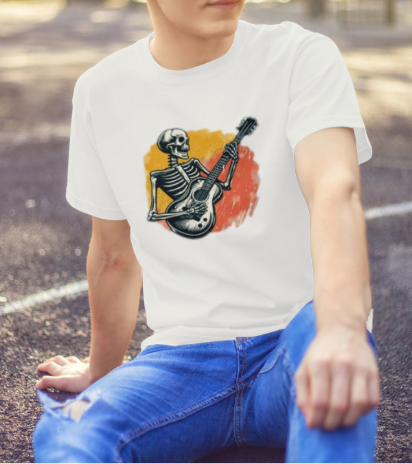 Skeleton Playing Guitar Rock Band T-Shirt