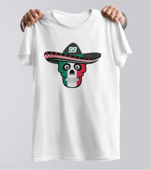 99 Skull Daniel Suarez Pancho Sombrero Mexican Flag T-Shirt