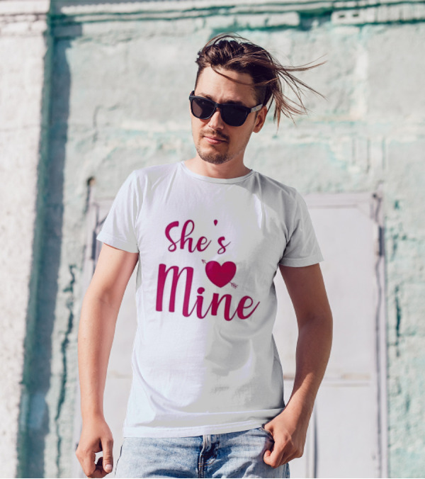 Valentine's Day She's Mine Heart With Arrow T-Shirt