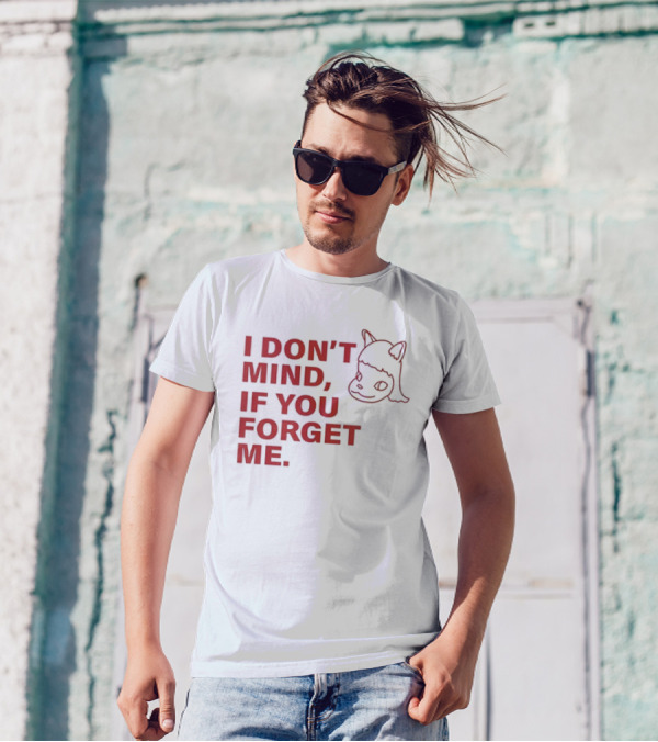 Yoshitomo Nara I Don’t Mind If You Forget Me Red Text With Character Drawing T-Shirt