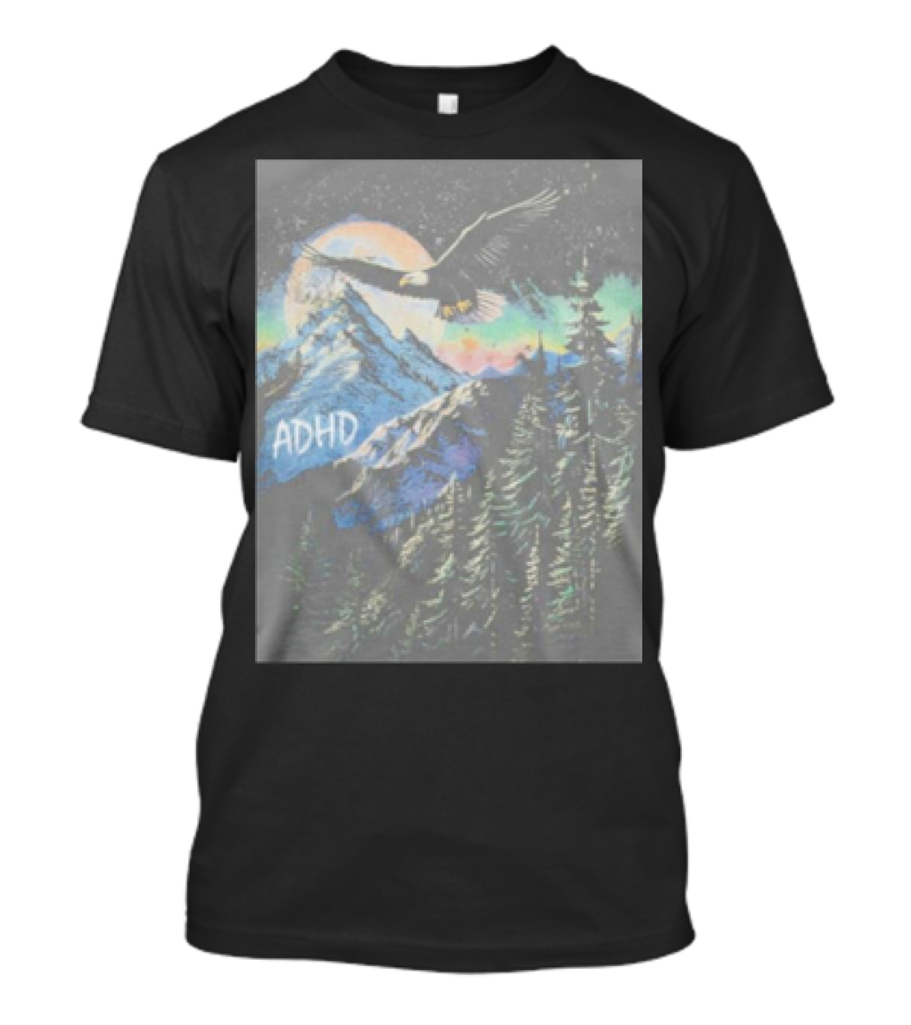 ADHD Eagle Soaring Over Mountains And Glowing Night Sky T-Shirt