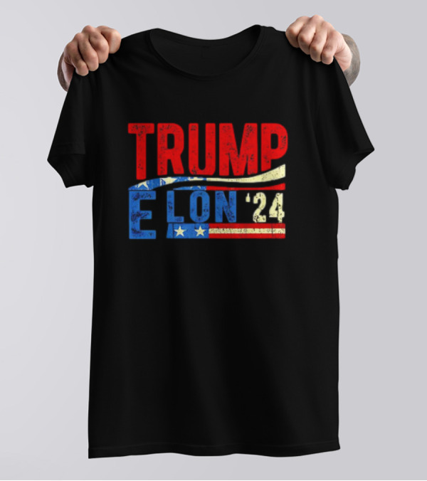 Trump Elon '24 American Flag T-Shirt