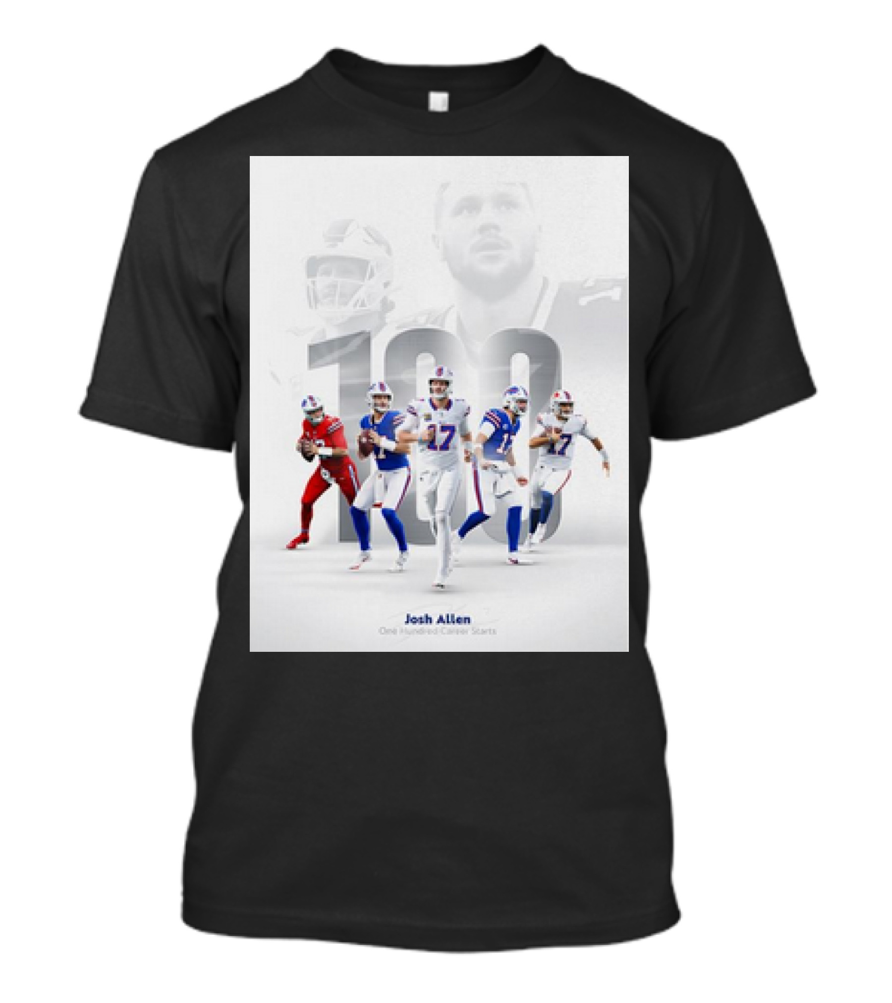 Josh Allen One Hundred Career Starts Buffalo Football Quarterback Highlights T-Shirt