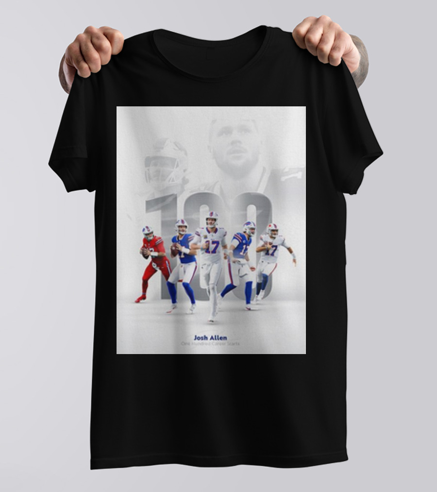 Josh Allen One Hundred Career Starts Buffalo Football Quarterback Highlights T-Shirt