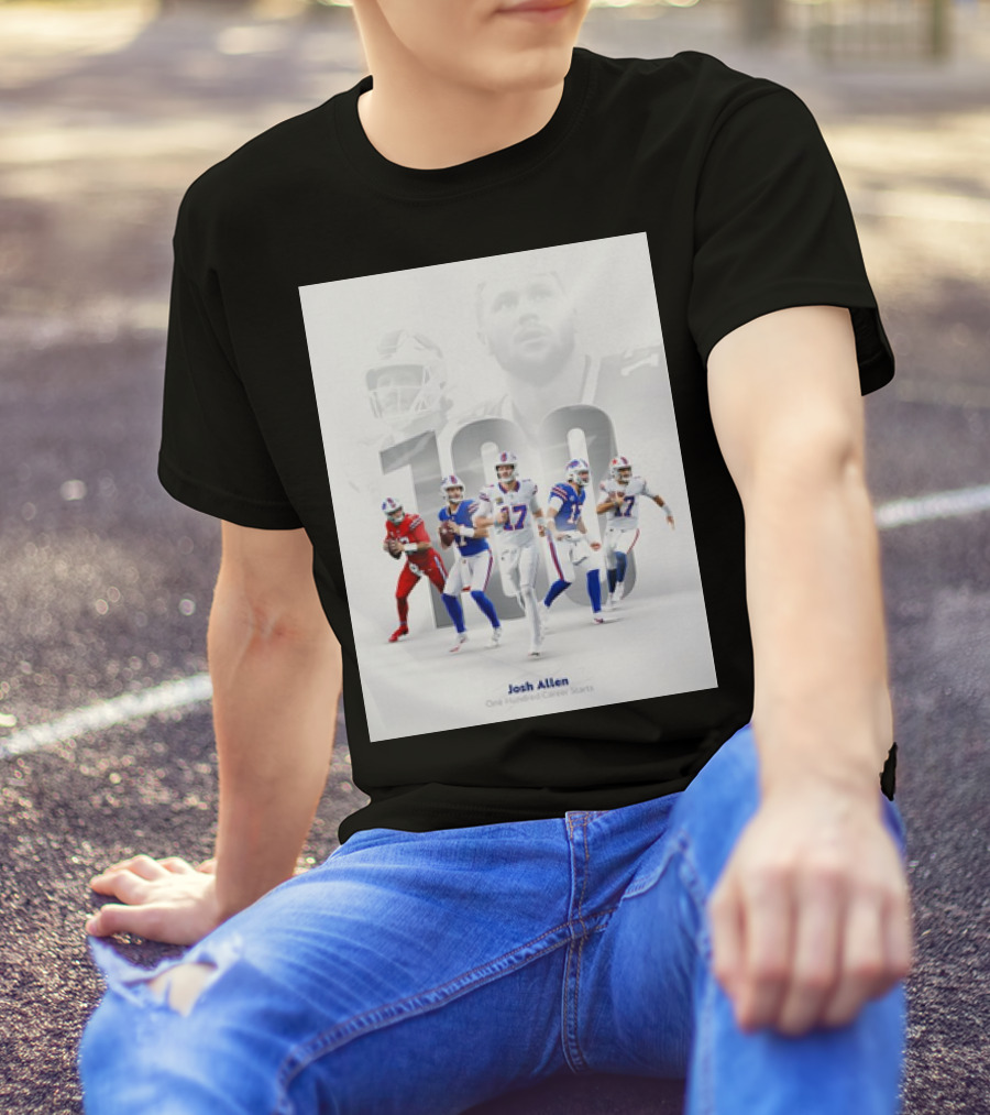Josh Allen One Hundred Career Starts Buffalo Football Quarterback Highlights T-Shirt
