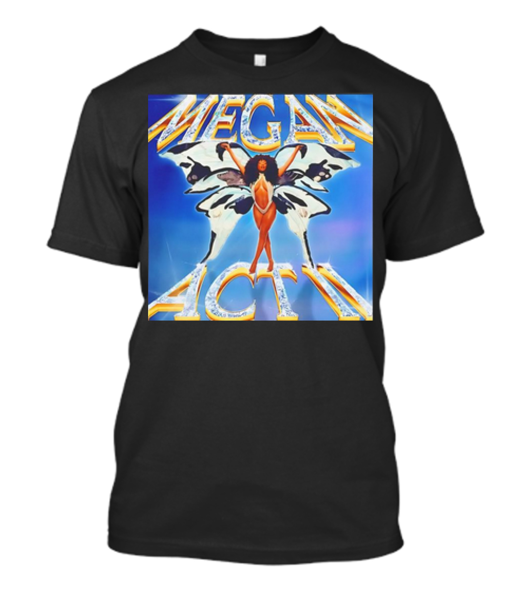 Megan Act II Butterfly Wings Blue Background T-Shirt