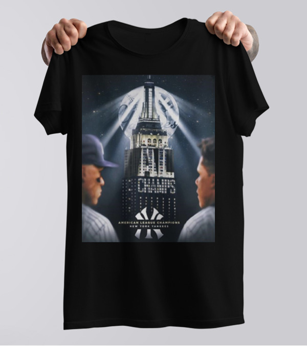 New York Yankees 2024 American League Champions Empire State Building Spotlight T-Shirt