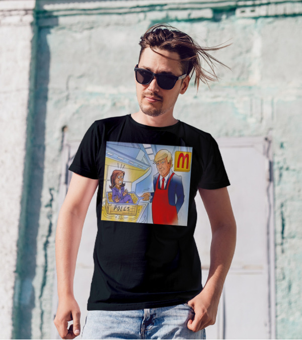 Trump Puts Biden In McDonald's Fryer With Polls In Red Apron T-Shirt
