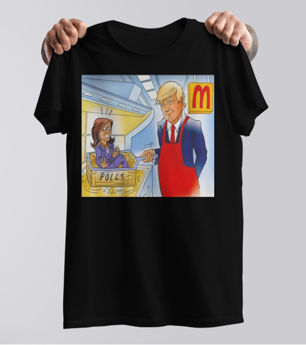 Trump Puts Biden In McDonald's Fryer With Polls In Red Apron T-Shirt