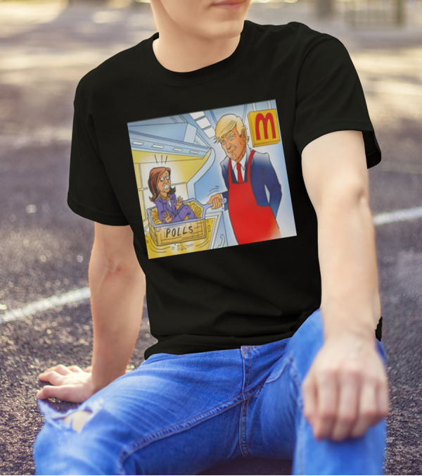 Trump Puts Biden In McDonald's Fryer With Polls In Red Apron T-Shirt