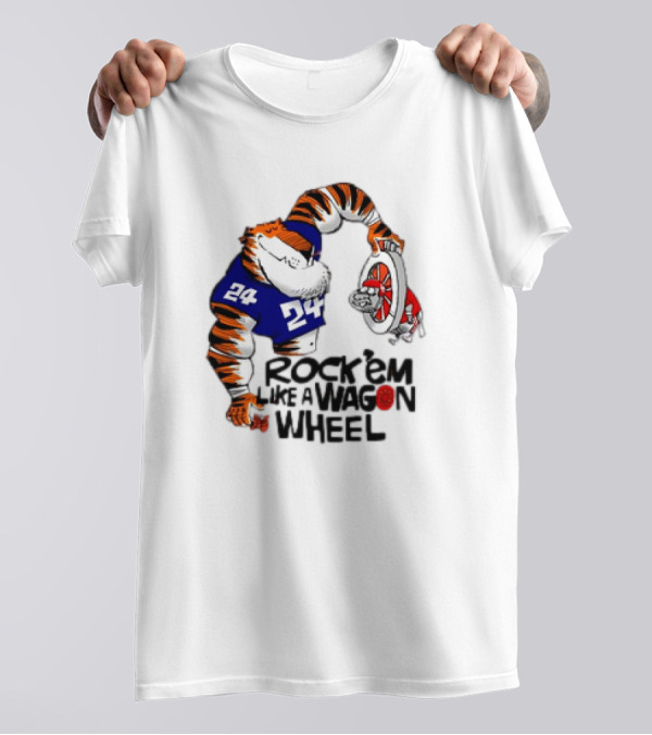 Auburn Tigers Vs Oklahoma Sooners Rock 'Em Like A Wagon Wheel T-Shirt
