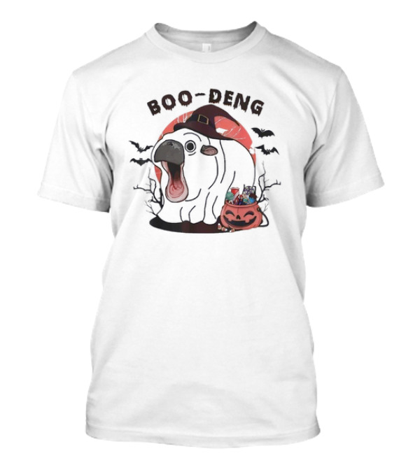 Boo-Deng Halloween Witch Cow With Candy Cauldron And Bats T-Shirt