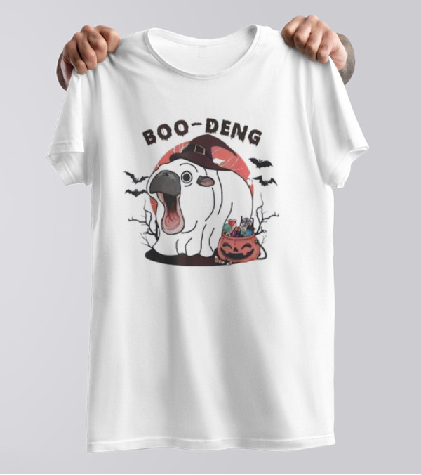 Boo-Deng Halloween Witch Cow With Candy Cauldron And Bats T-Shirt