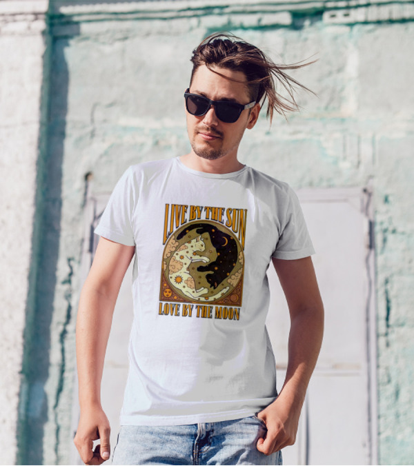 Live By The Sun Love By The Moon Retro Cats T-Shirt
