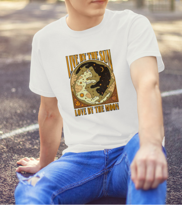 Live By The Sun Love By The Moon Retro Cats T-Shirt