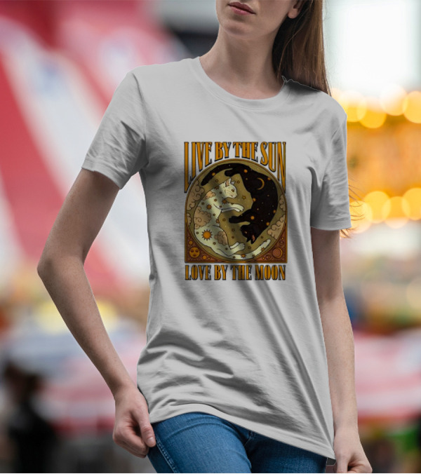 Live By The Sun Love By The Moon Retro Cats T-Shirt