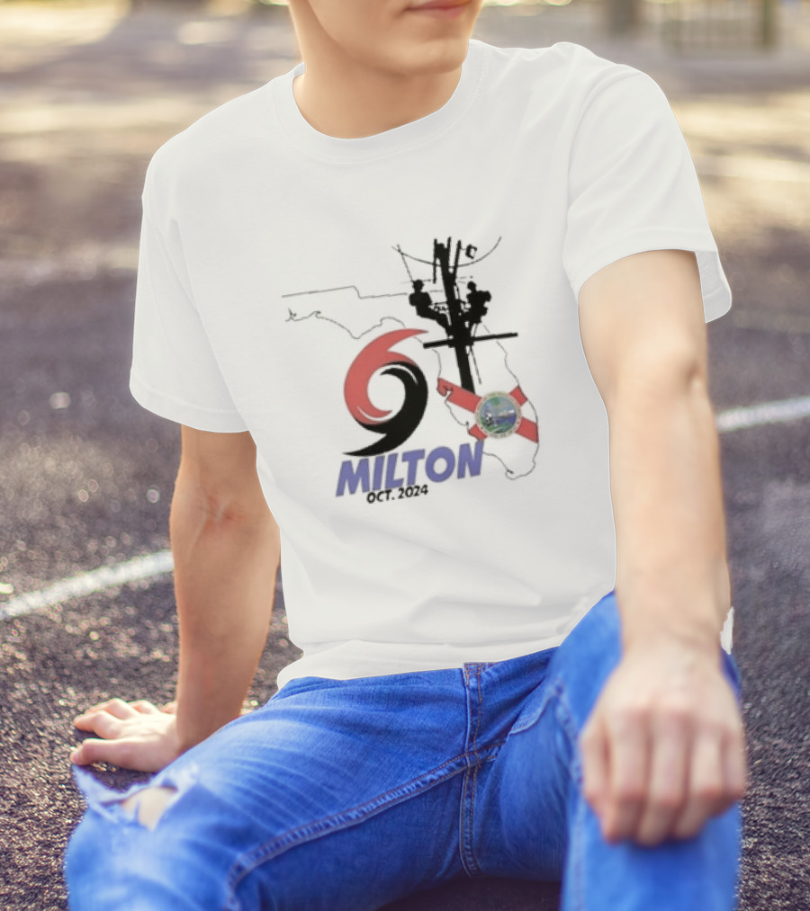 Survived Hurricane Milton October 2024 Florida Map And Power Lines T-Shirt