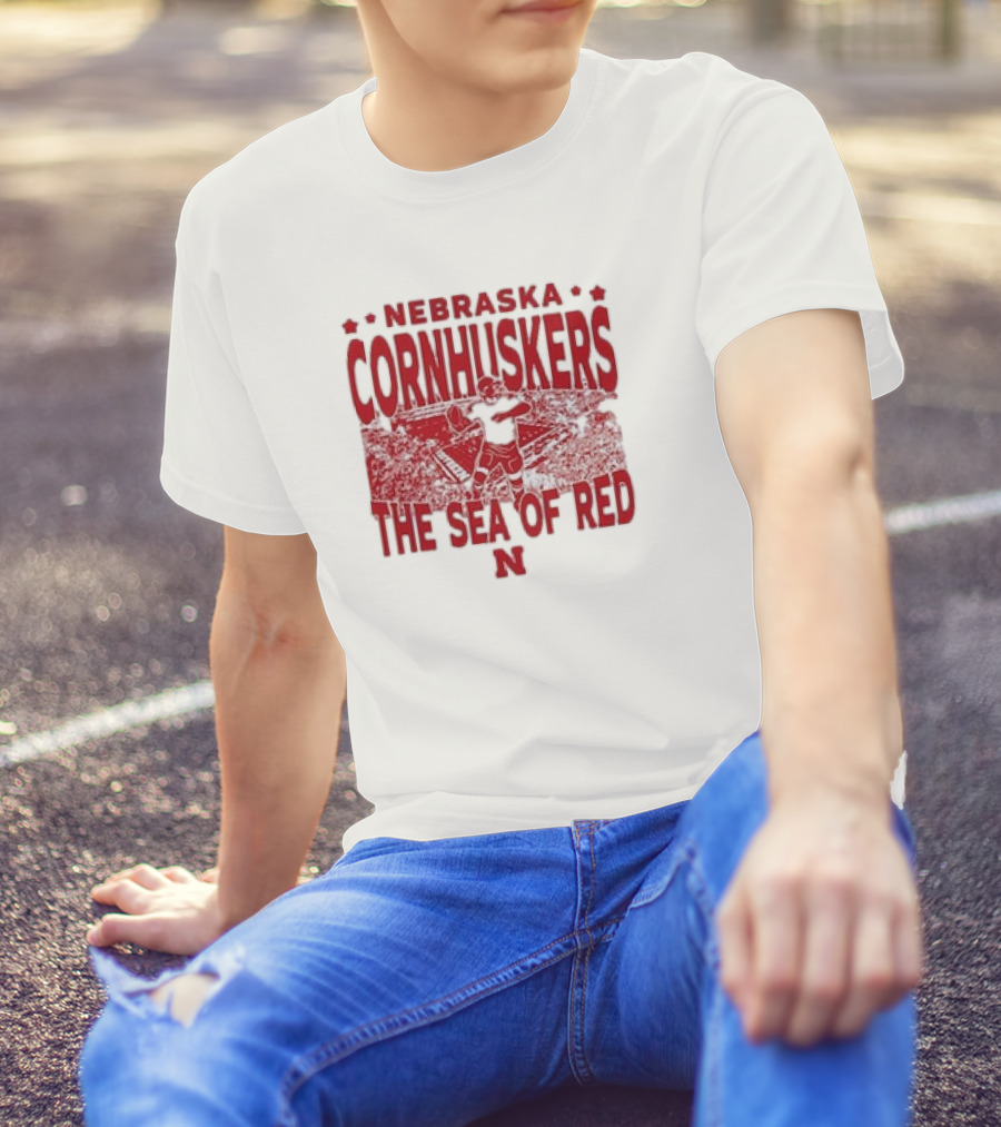 Nebraska Cornhuskers The Sea Of Red Stadium Scene T-Shirt