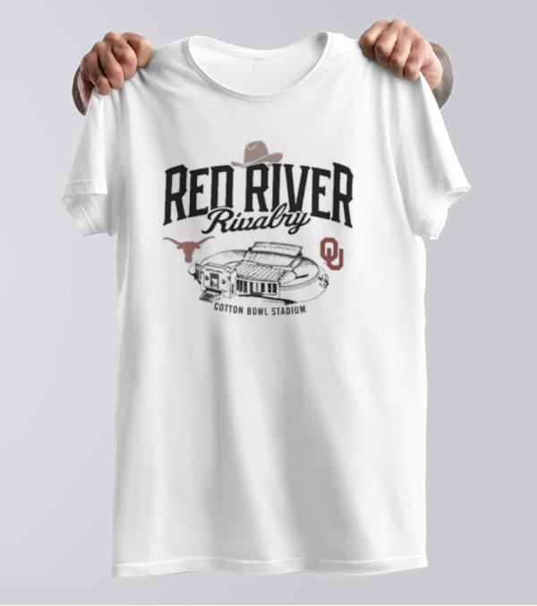 Red River Rivalry University Of Oklahoma Sooners Vs Texas Football Cotton Bowl Stadium T-Shirt