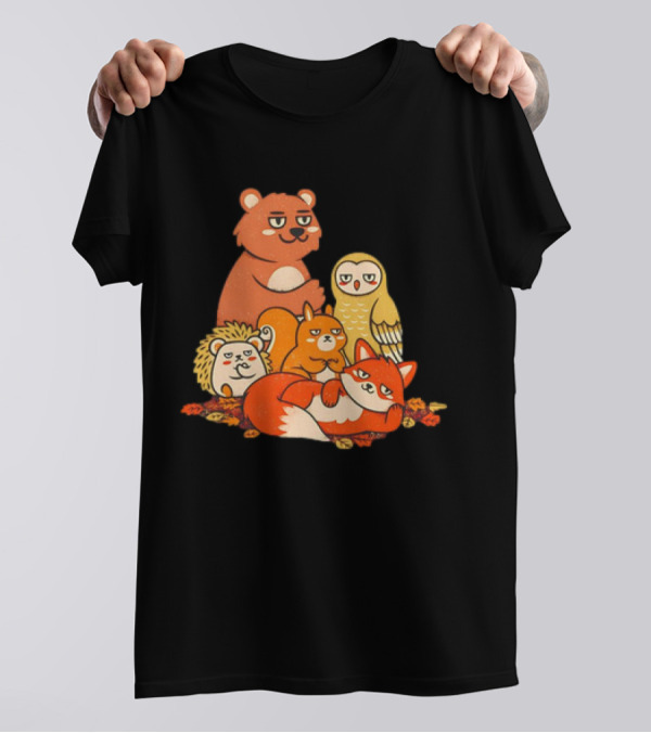Animals X The Breakfast Club Autumn Edition With Hedgehog, Bear, Owl, Fox, Squirrel T-Shirt