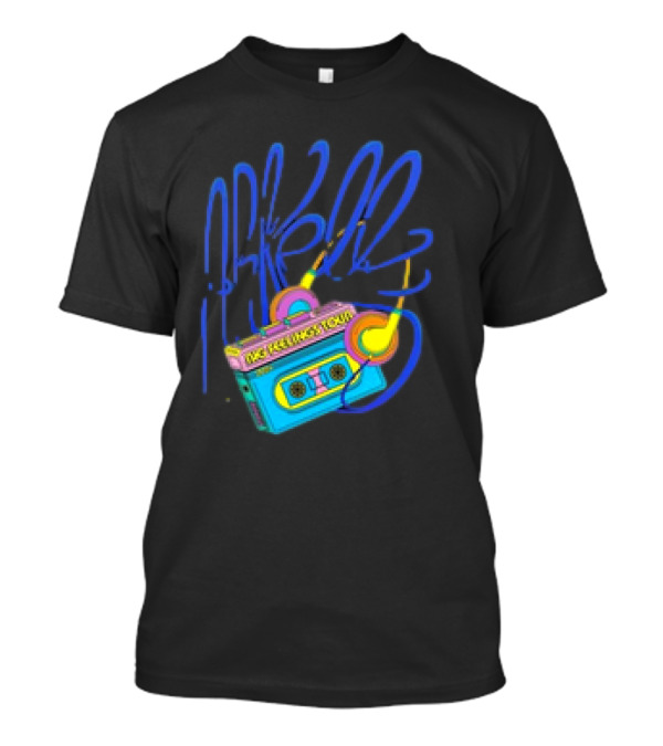Arkellsmusic Big Feeling 2024 Tour Neon Boombox Headphones T-Shirt