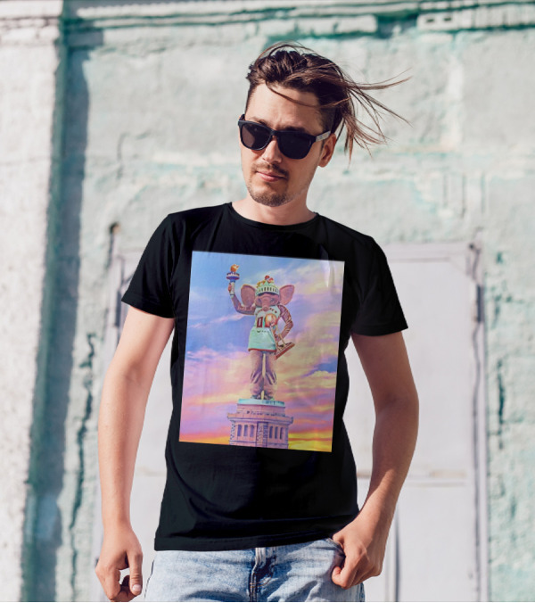 New York Liberty 2024 WNBA Champs Ellie The Elephant Statue Of Liberty Basketball Trophy T-Shirt