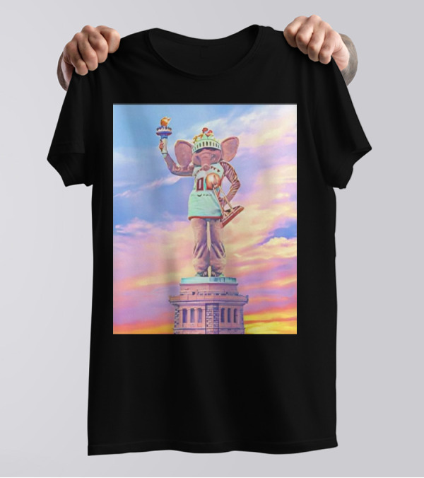 New York Liberty 2024 WNBA Champs Ellie The Elephant Statue Of Liberty Basketball Trophy T-Shirt