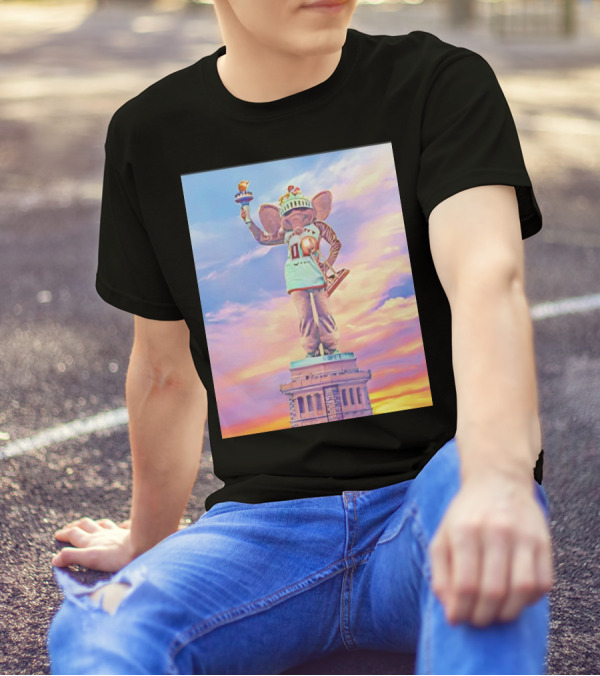 New York Liberty 2024 WNBA Champs Ellie The Elephant Statue Of Liberty Basketball Trophy T-Shirt