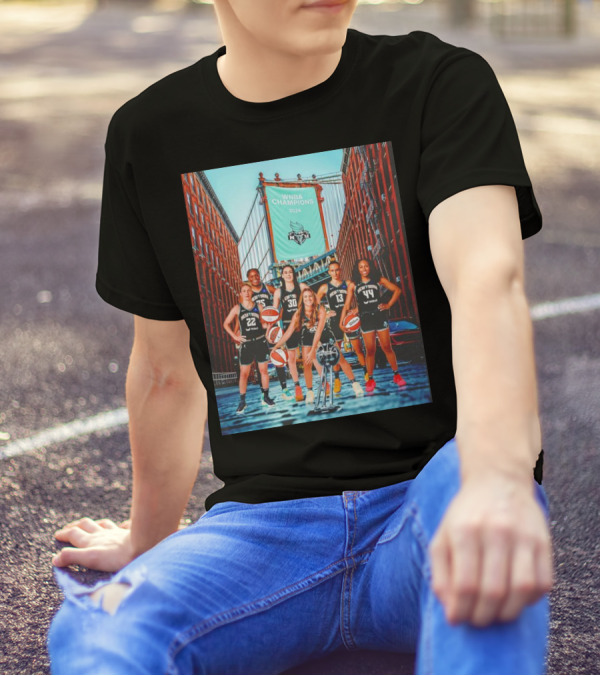 New York Liberty WNBA Champions 2024 Brooklyn Bridge T-Shirt