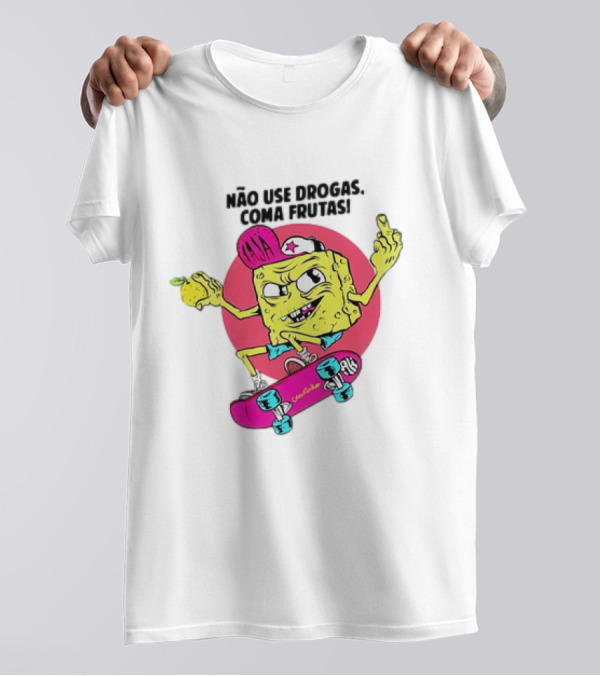 Crackinho Não Use Drogas Coma Frutas Skateboard T-Shirt