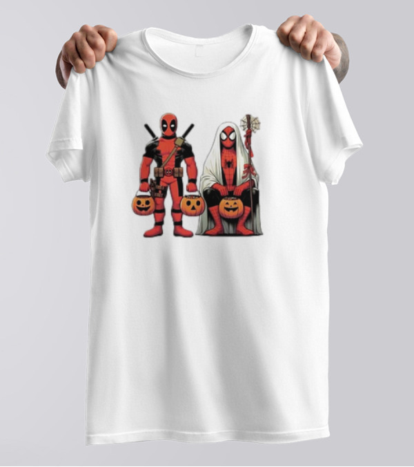 Halloween 2024 Deadpool Spiderman Cartoon Pumpkin Costumes T-Shirt