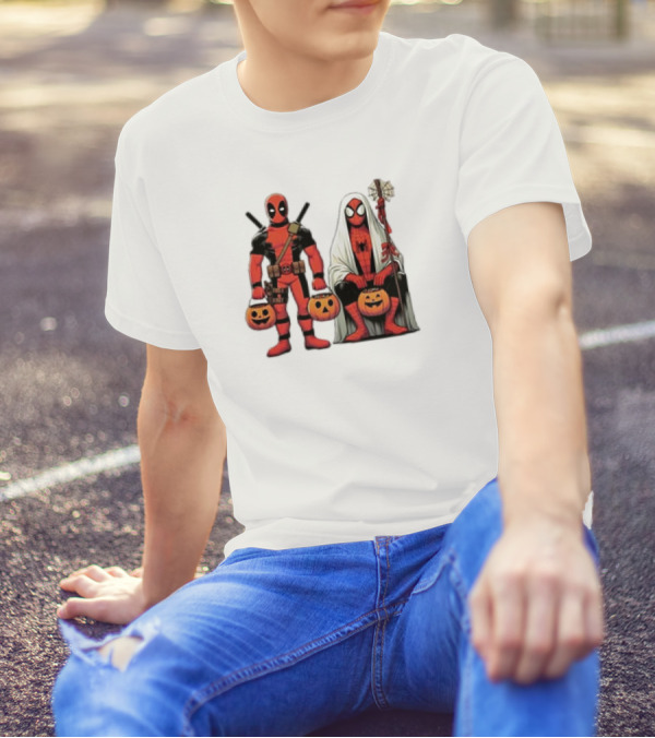 Halloween 2024 Deadpool Spiderman Cartoon Pumpkin Costumes T-Shirt