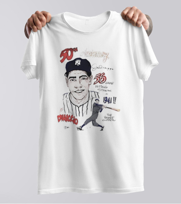 50th Anniversary Joe DiMaggio 56 Game Hitting Streak 1941 Yankee Clipper T-Shirt