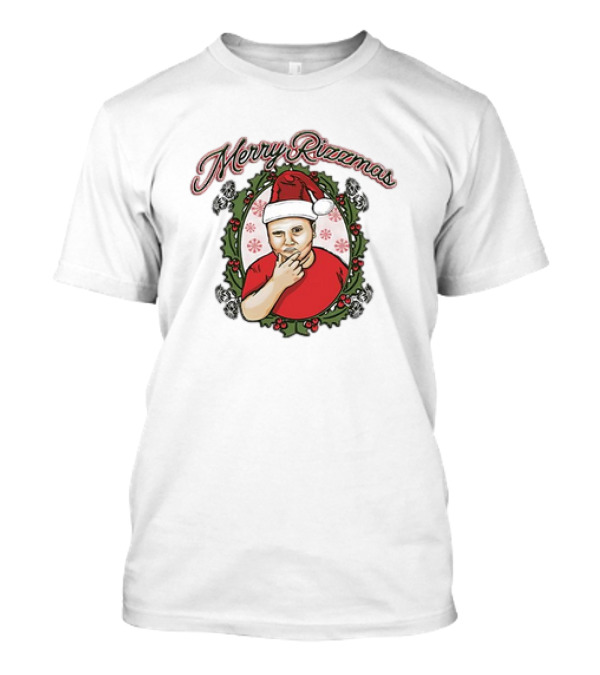 Merry Rizzmas Christmas 2024 Santa Hat And Holly Wreath Child T-Shirt