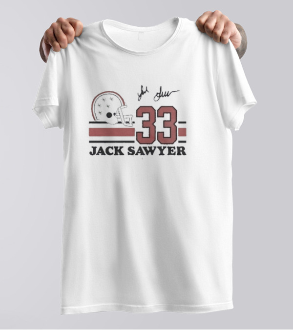Ohio State Football Jack Sawyer 33 Signature Helmet T-Shirt