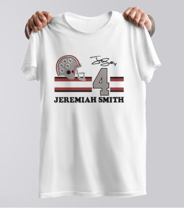 Ohio State Jeremiah Smith #4 Helmet Signature Football T-Shirt