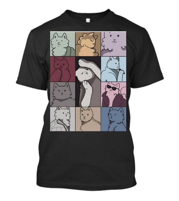 Cat Tour Pastel Art Squares T-Shirt