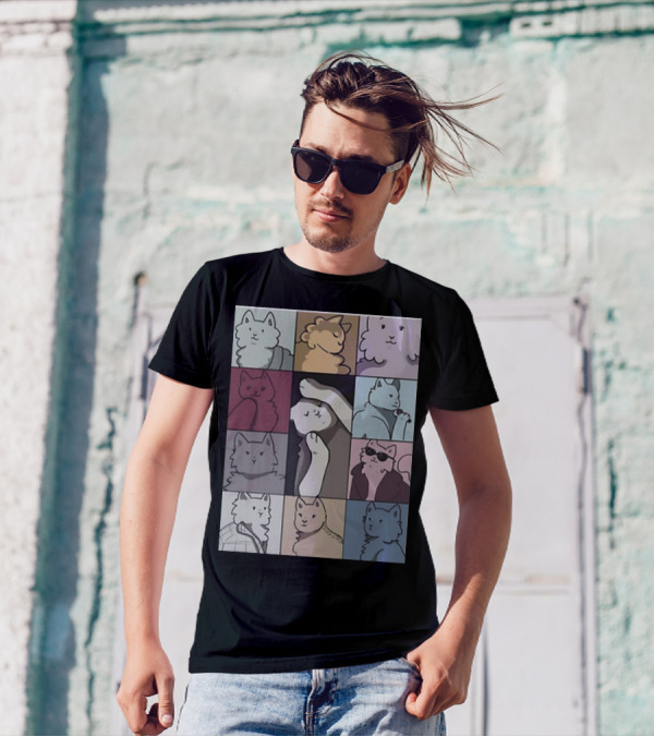Cat Tour Pastel Art Squares T-Shirt