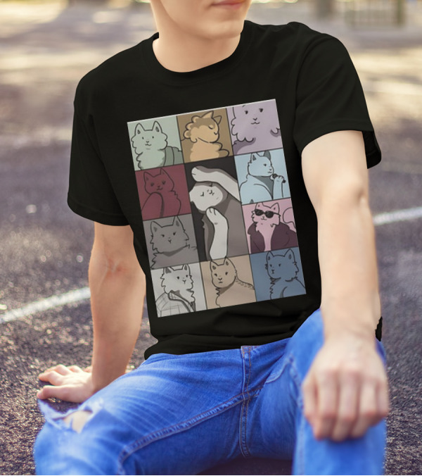 Cat Tour Pastel Art Squares T-Shirt