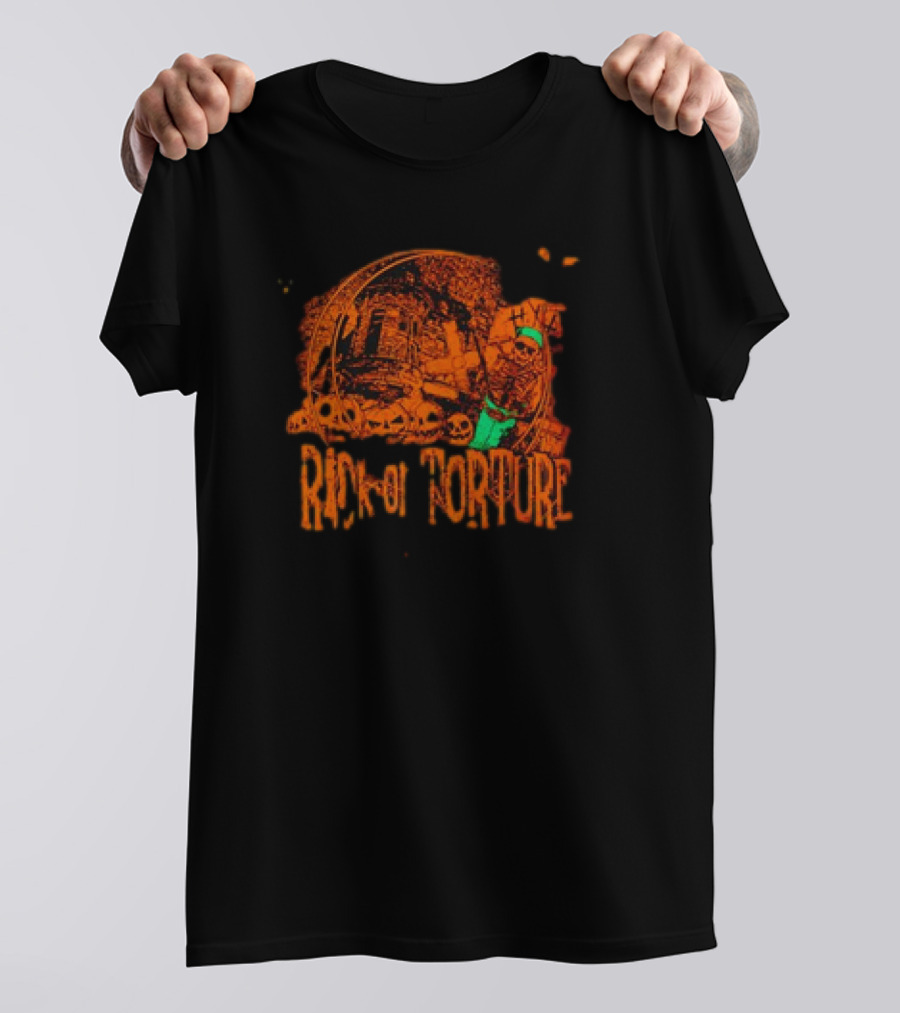 Trick Or Torture Halloween House Of Torture Skull Mummy Spooky Scene T-Shirt