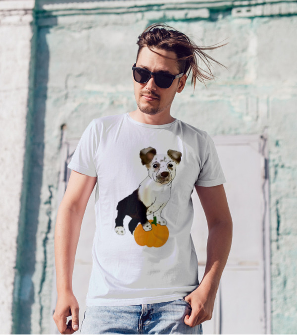 Dog Pumpkin CC Classic Puppy Sitting On Halloween Pumpkin T-Shirt