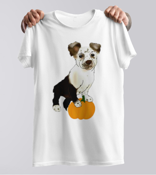 Dog Pumpkin CC Classic Puppy Sitting On Halloween Pumpkin T-Shirt