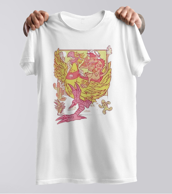 Final Fantasy 7 Red XIII Riding Chocobo Cactus Desert Scene T-Shirt